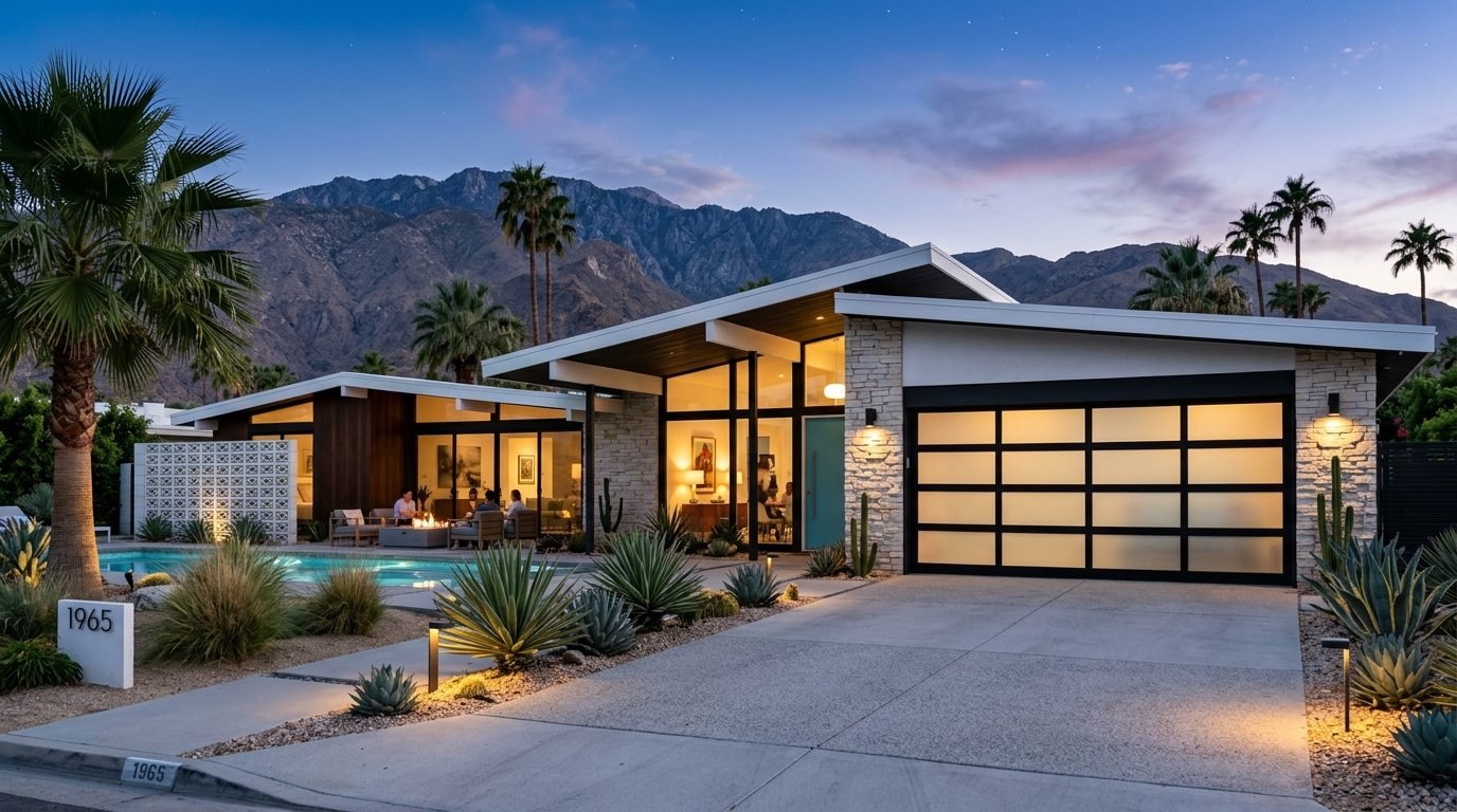 Carlos Garage Door Replacement Exterior Closed Garage Door at Twilight